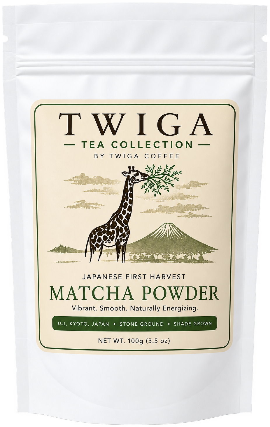 Twiga Tea Collection — Japanese first-harvest matcha powder, 100 g pouch