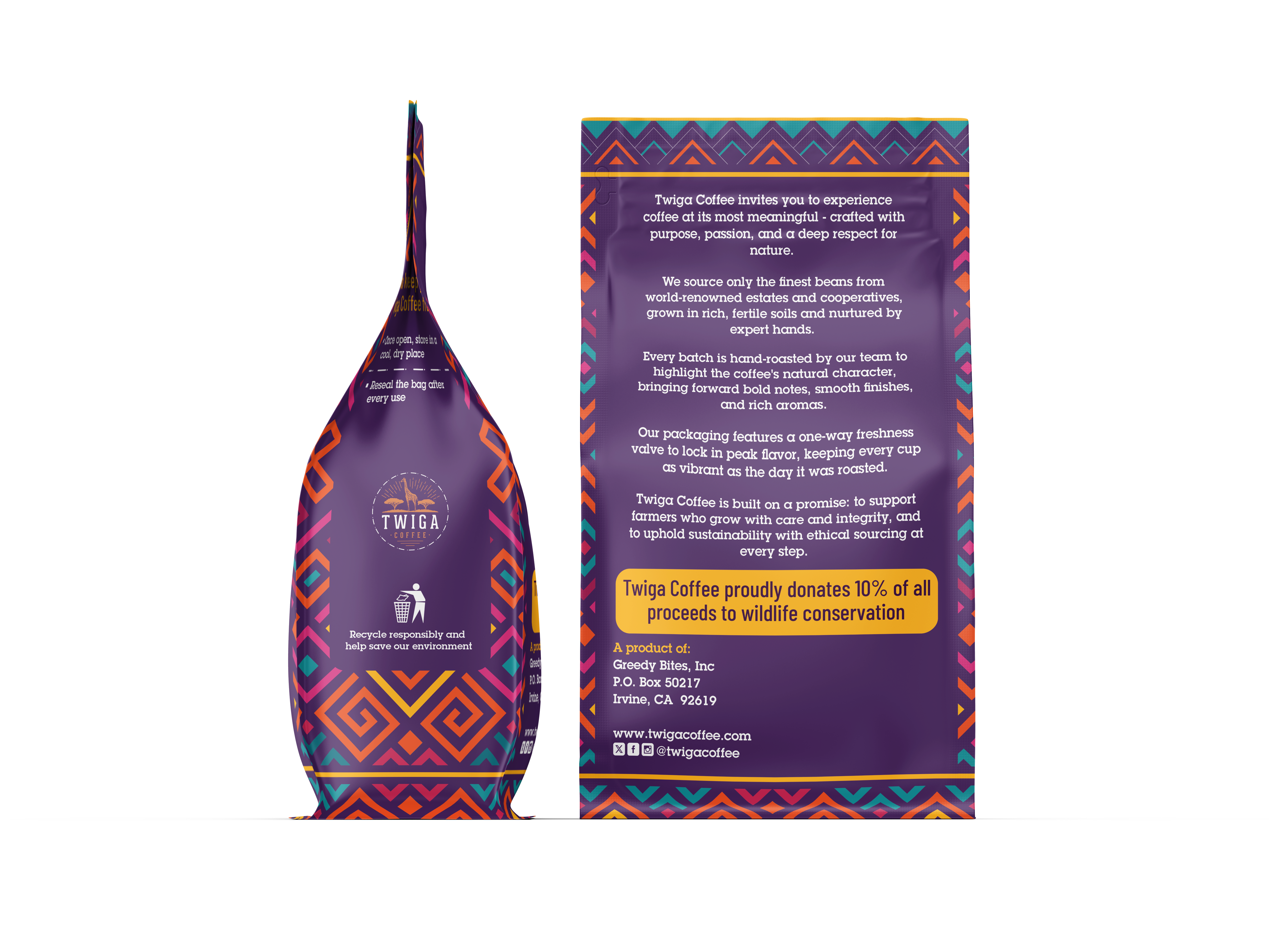 Kenya AA pouch back panel with the patterned side gusset visible