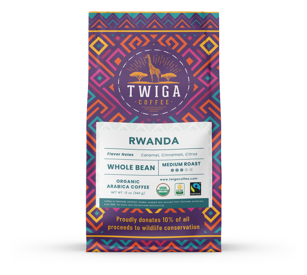 Twiga Coffee Rwanda, 12 oz whole bean pouch, front of pack