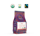 Peru pouch beside USDA Organic, CCOF Organic and Fairtrade certification marks
