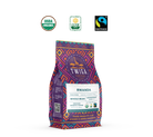 Rwanda pouch beside USDA Organic, CCOF Organic and Fairtrade certification marks