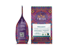 Rwanda pouch shown front and back, with brewing notes and a QR code on the reverse