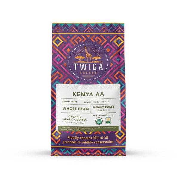 Twiga Coffee Kenya Grade AA Coffee, 12 oz whole bean bag